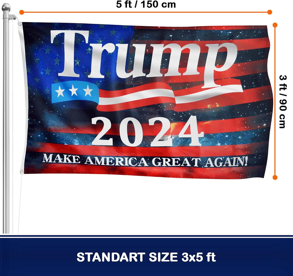 Trump 2024 Flag 3X5 Ft - 3 Ply Trump Flag 2024 Double Sided - Make Ame ...