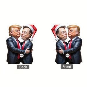 Trump & Musk Acrylic Ornament - Sparkling Holiday Decor for Car, Christmas Tree HA75 64024