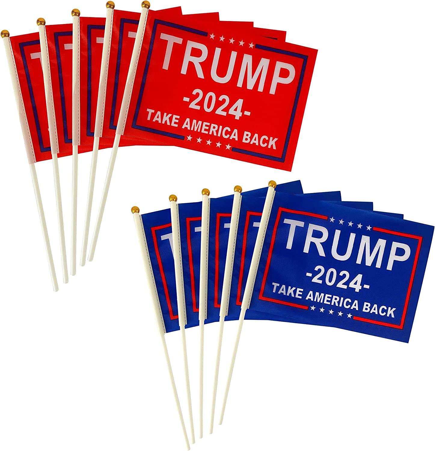 Trump 2024 Flag Take America Back Flags Small Mini Stick Flags Banner Decorations,Red and Blue (24 Pack)