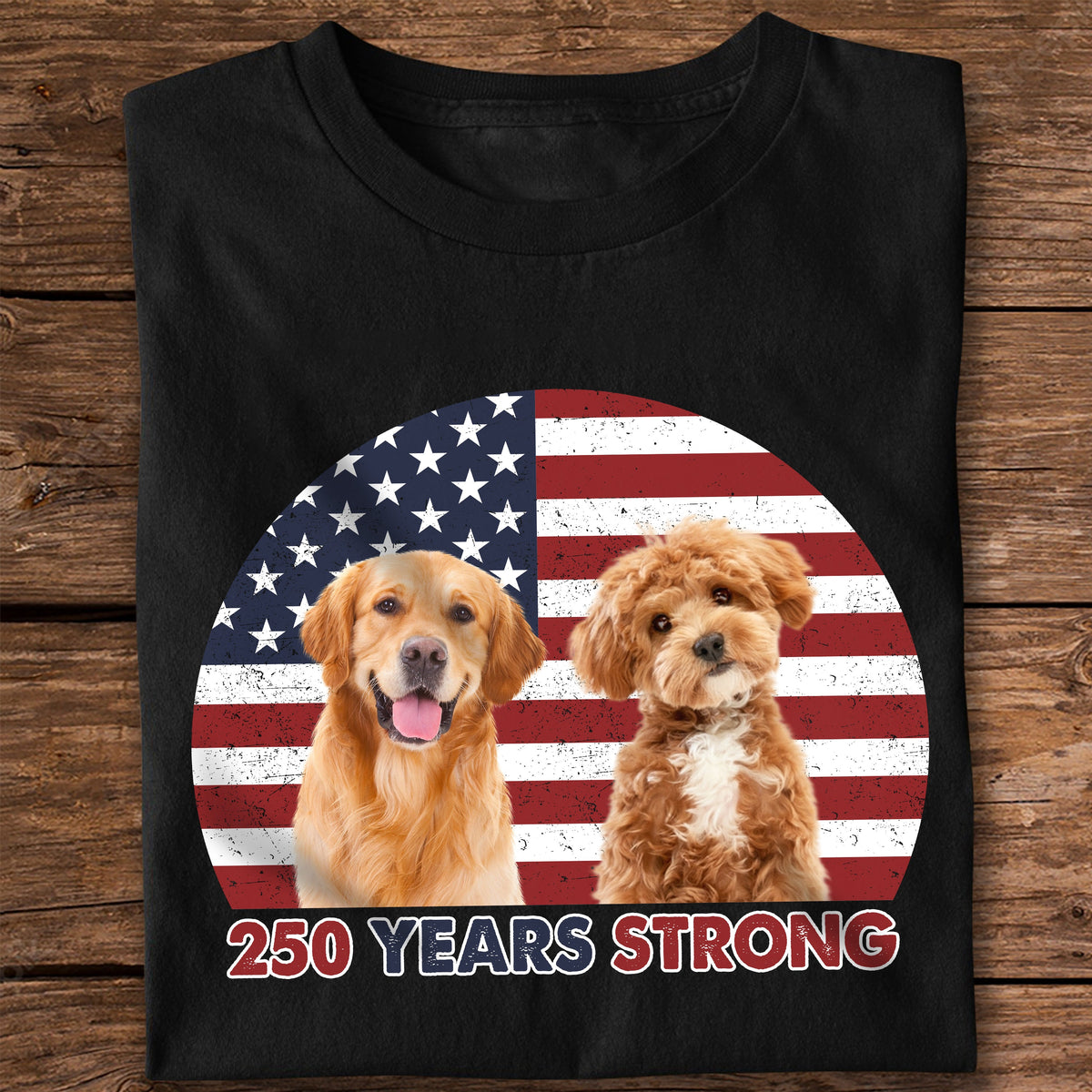 Custom Photo 250 Years Strong Dog Cat Vintage Retro Dark Shirt HO82 901282