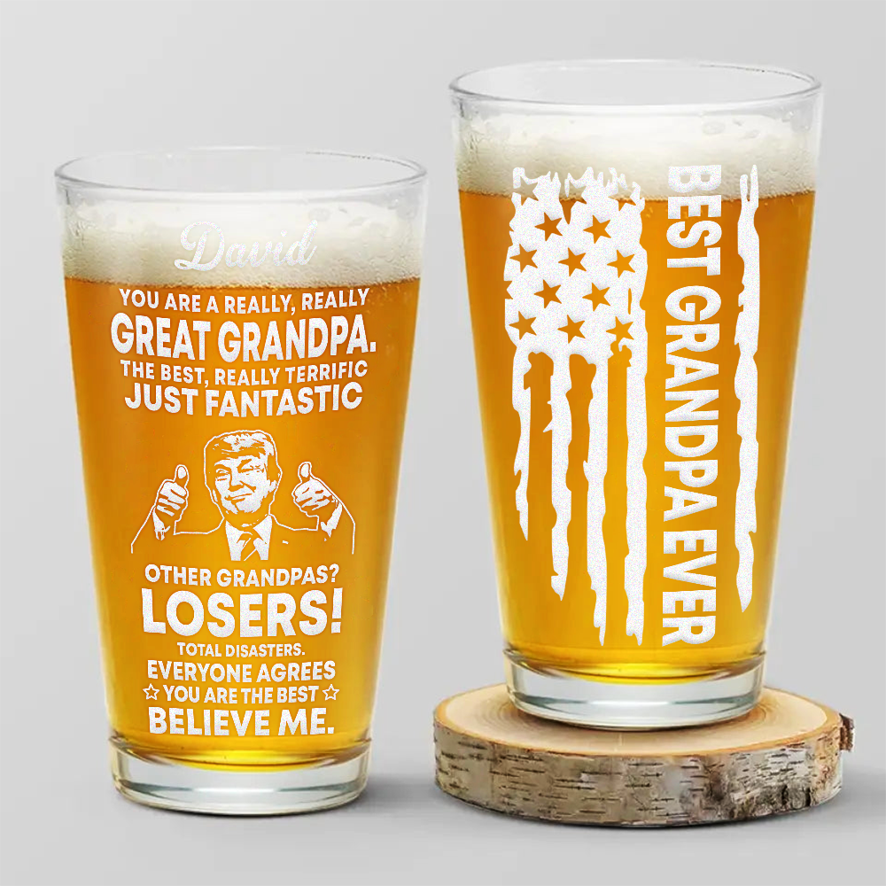 Best Dad Ever - Great Dad Funny Personalized Engraved Beer Glass Father's Day Gift HA75 64396