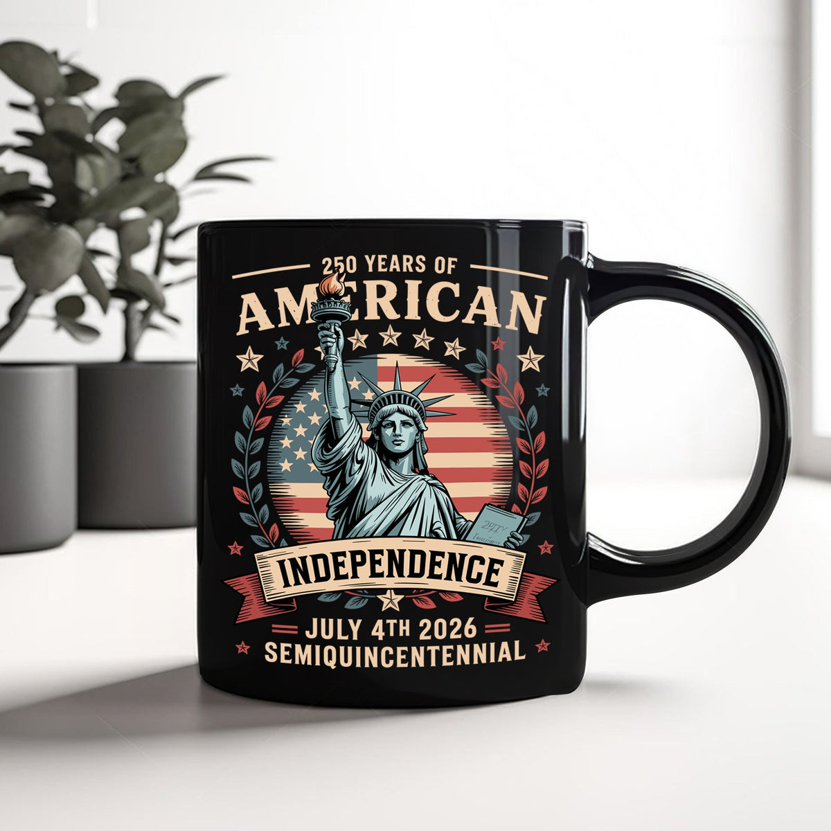 250 Year Of American Independence Black Mug LM32 895295