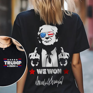 President Donald Trump - Trump 2024 We Won Back And Front Dark Shirt HA75 67042