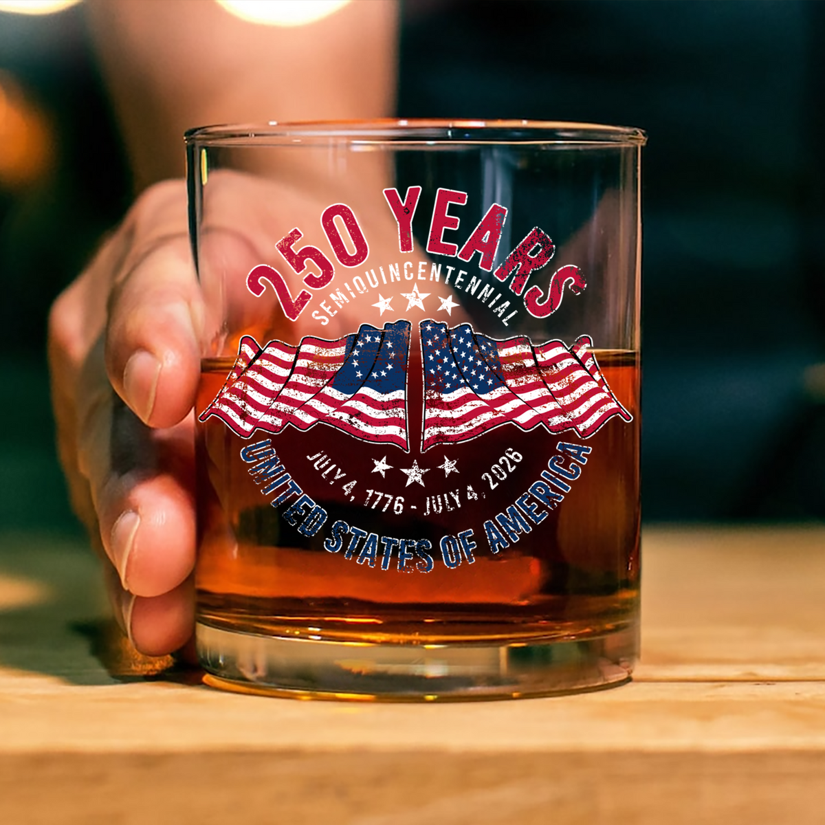 American 250 Years Semiquincentennial – Patriotic Gift 2026 Whiskey Glass LM32 895269