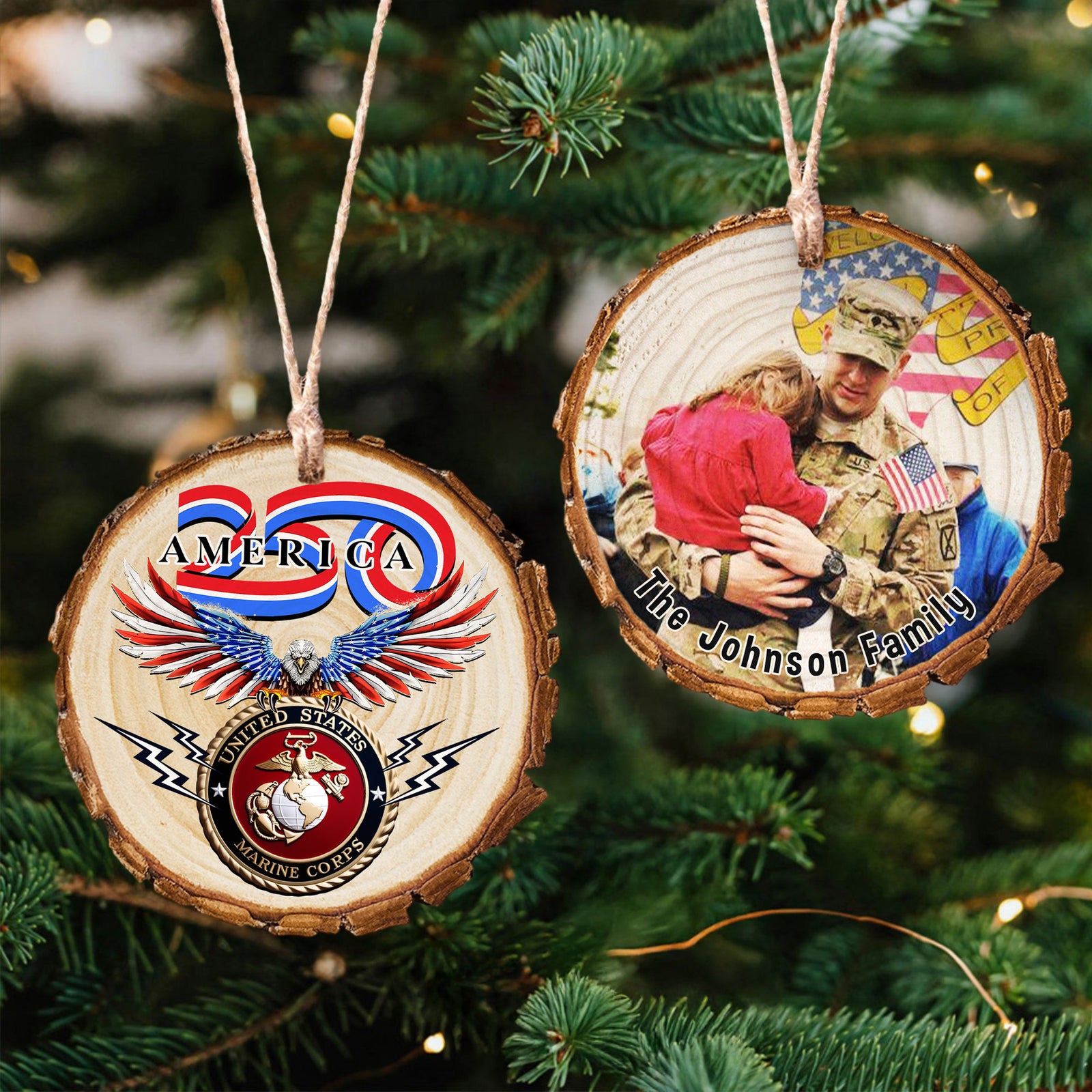 Custom Photo US Marin Corps Wood Slice Ornament N369 64607