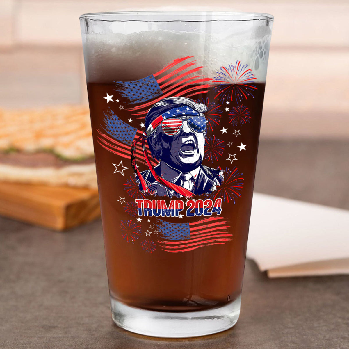 Custom Independence Day American Donald Trump Print Beer Glass N304 62548 HO82