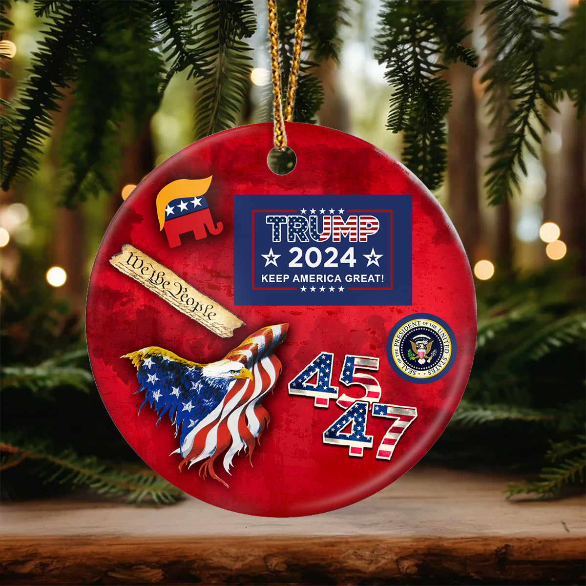 Trump 45 47 Keep America Great Ceramic Ornament HA75 63306