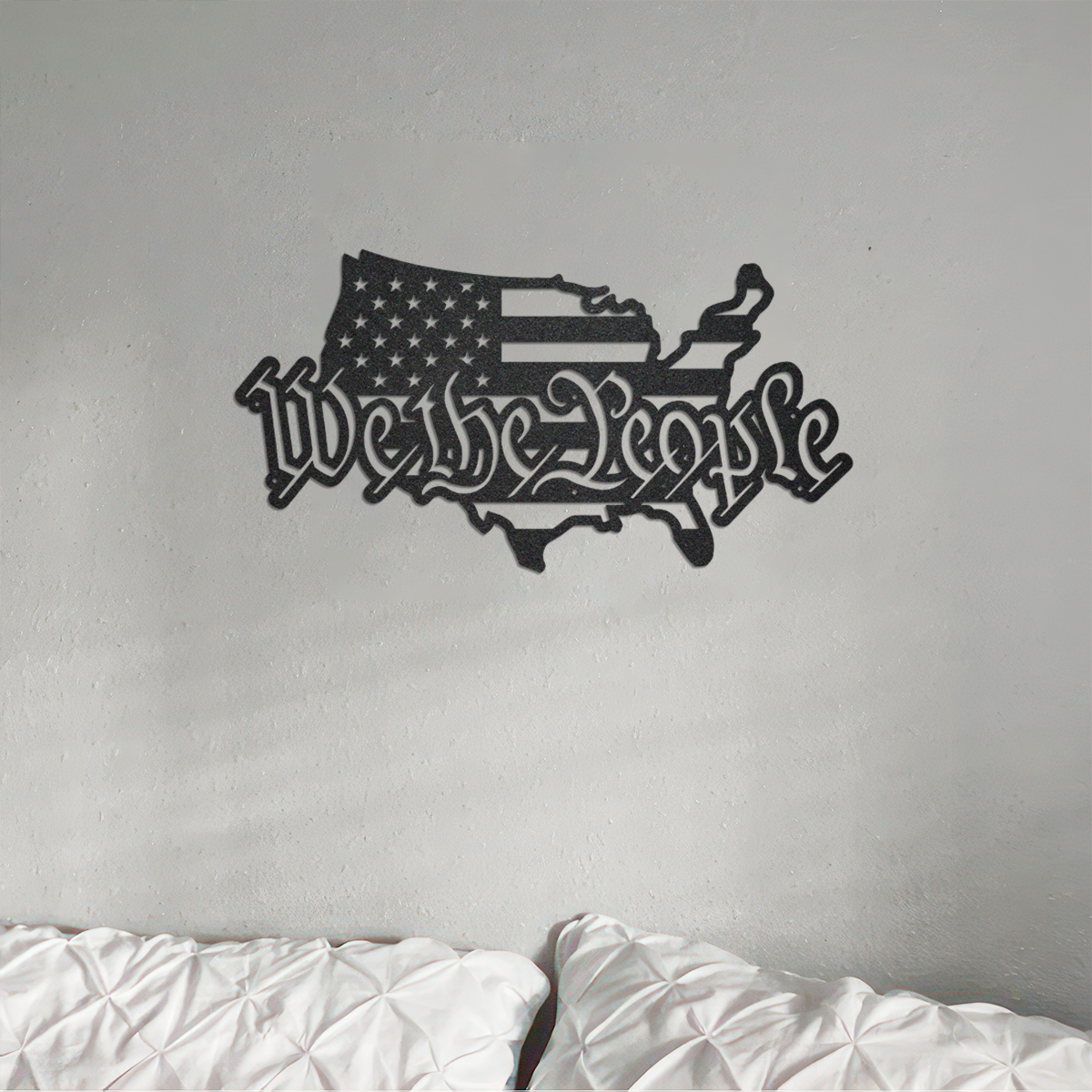 USA Map with We the People Metal Sign Art Wall Decor HO82 901150