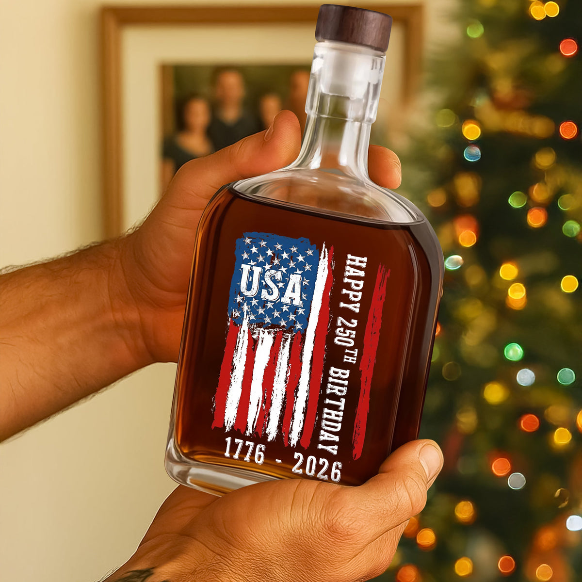 Happy 250th Birthday America Flag Whiskey Bottle LM32 895291