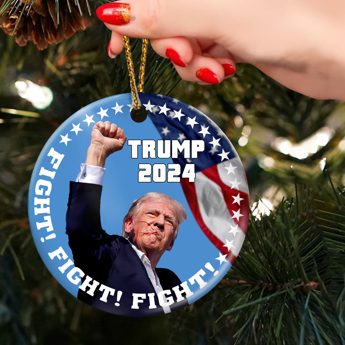 Trump 2024 Fight Fight Fight Ceramic Ornament HA75 63214