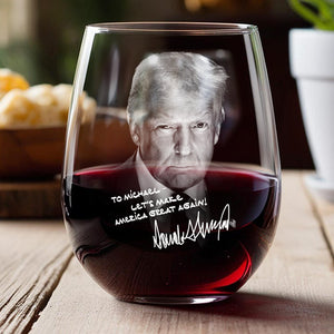 Personalized President Donald Trump Autographed Wine Glass HA75 64370