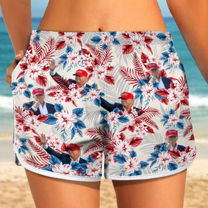 Custom Funny Donald Trump Portrait Women's Beach Short N304 62474