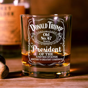 Donald Trump History’s Greatest Comeback President Of United States Old No. 47 Rock Glass HO82 65288