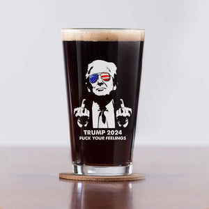 President Donald Trump 2024 Middle Finger Print Beer Glass HO82 62598