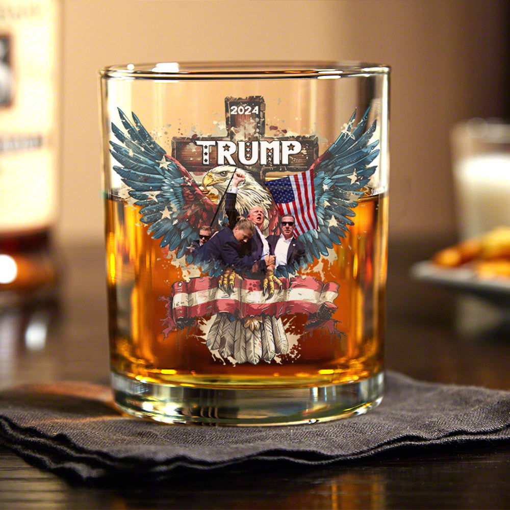 Trump President 2024 Print Whiskey Glass HO82 65386