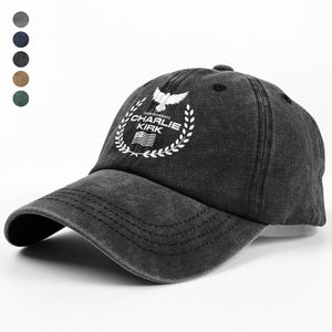 Charlie Kirk Memorial Washed Denim Baseball Cap LM32 65527