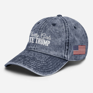 Pretty Girls Vote Trump 2024 Embroidered Vintage Cotton Twill Cap HO82 63434