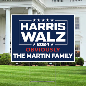 Custom Family Name Harris Walz 2024 Obviously Yard Sign HO82 65020