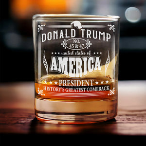 Donald Trump 45 & 47 Engraved Whiskey Glass HO82 65404