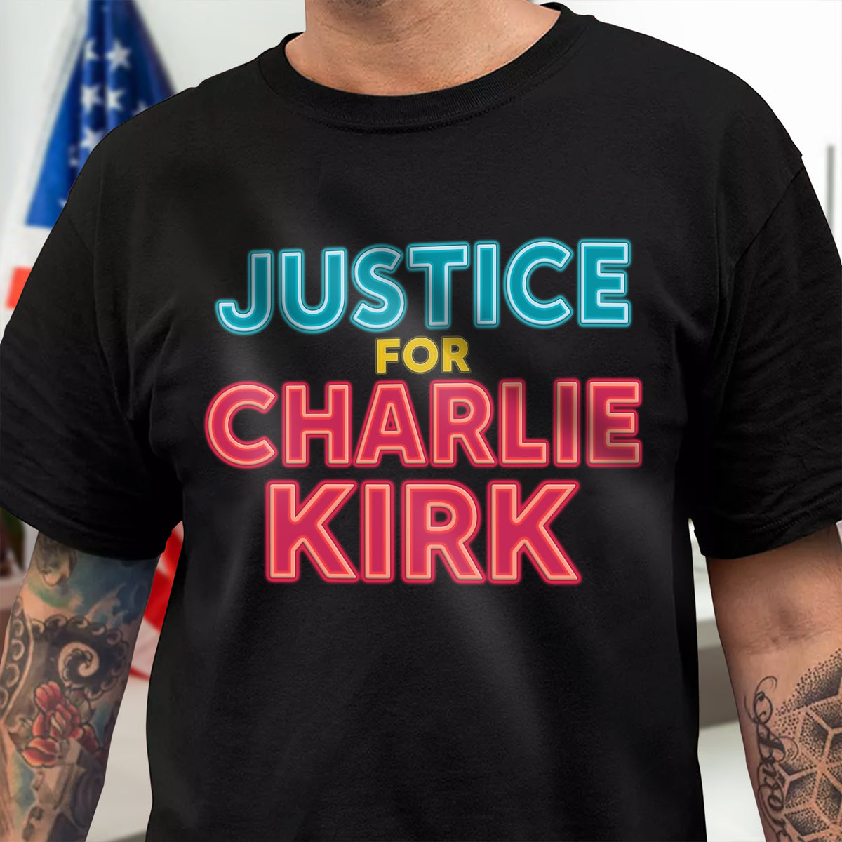 Justice For Charlie Kirk Support American Values Dark Shirt HO82 65978