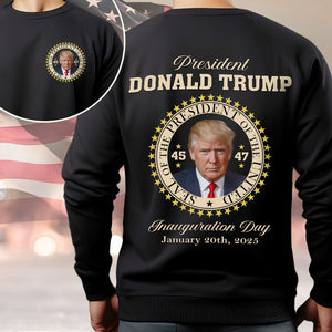 President Donald Trump Inauguration Day Back And Front Dark Shirt HA75 64064