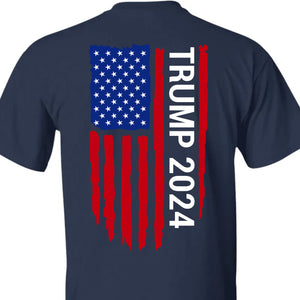 Trump 2024 American Flag Tees | Donald Trump Homage Shirt | Donald Trump Fan Backside Shirt C912 - GOP