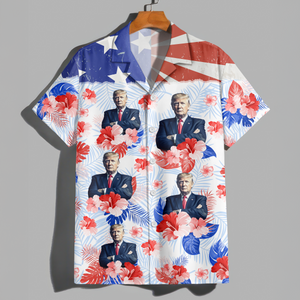 Custom Trump Photo Patriotic Hawaiian Shirt 4th of July Party Gift CH07 67356