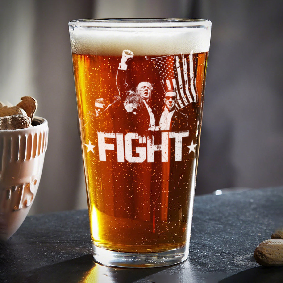 President Trump Fight 45 47 Engraved Beer Glass HO82 65310