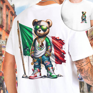 Mexico Flag Teddy, Cartoon Bear, Cool Mexican Flag Bear Back&Front Bright Shirt HA75 63544