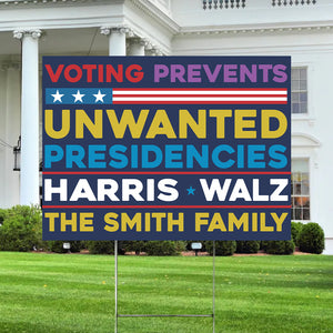 Custom Name Voting Prevents Unwanted Presidencies Kamala Harris Tim Walz Yard Sign HO82 65118