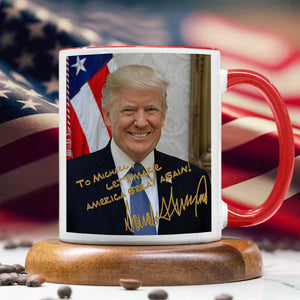 President Donald Trump Autographed Mug, Donald Trump Homage Accent Mug HA75 63626