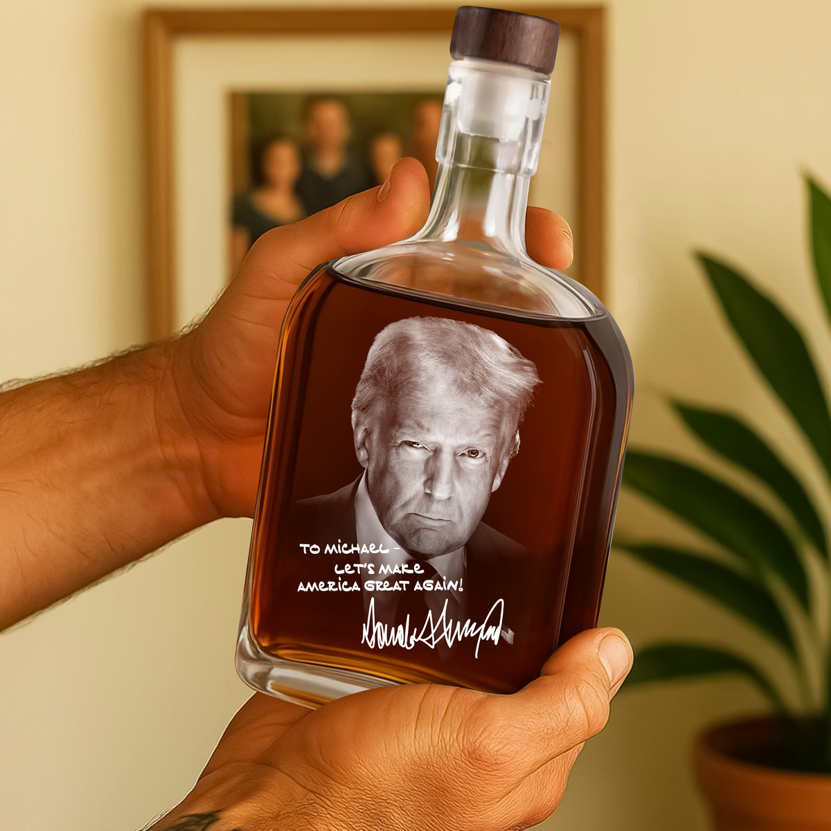 Personalized President Donald Trump Autographed Whiskey Bottle HA75 64404