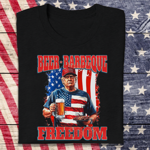 President Trump 4th of July Beer Barbeque Freedom Dark Shirt LM32 65361