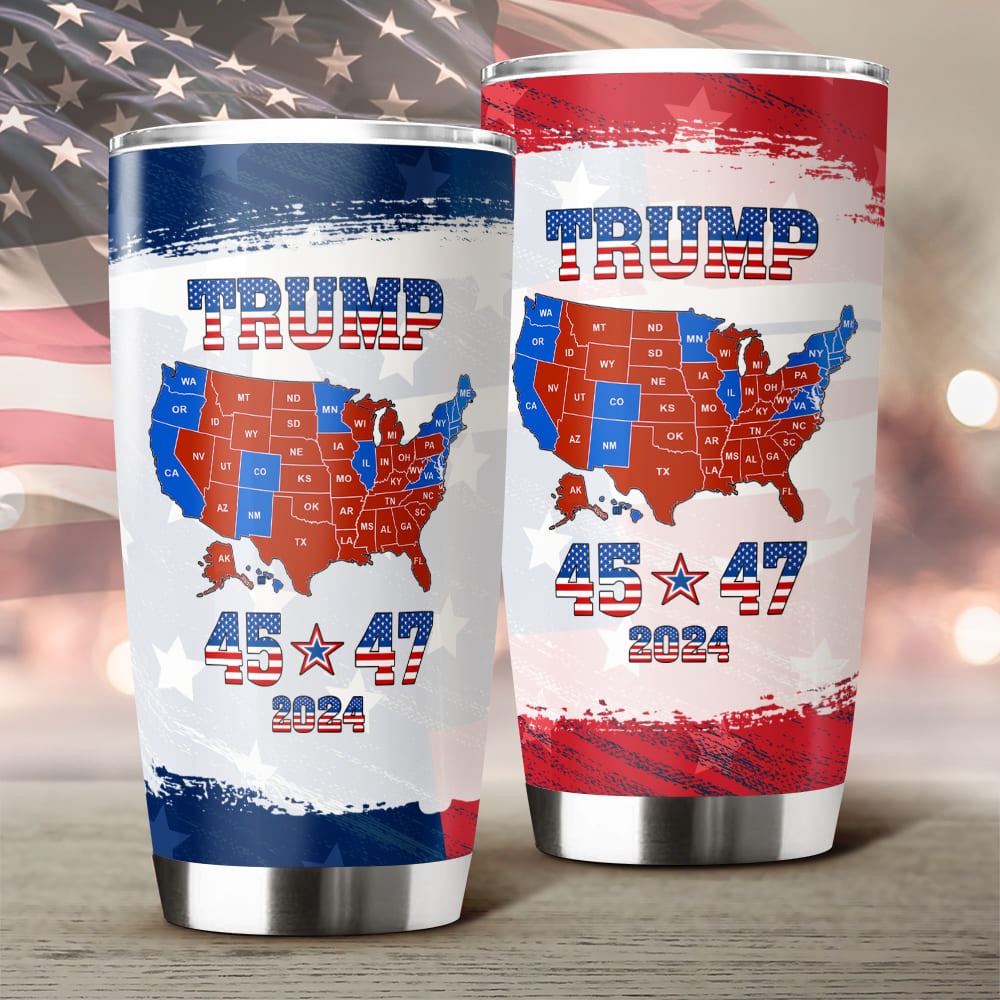 Trump 45 47 US Presidential Election 2024 Map Fat Tumbler N304 HA75 64116