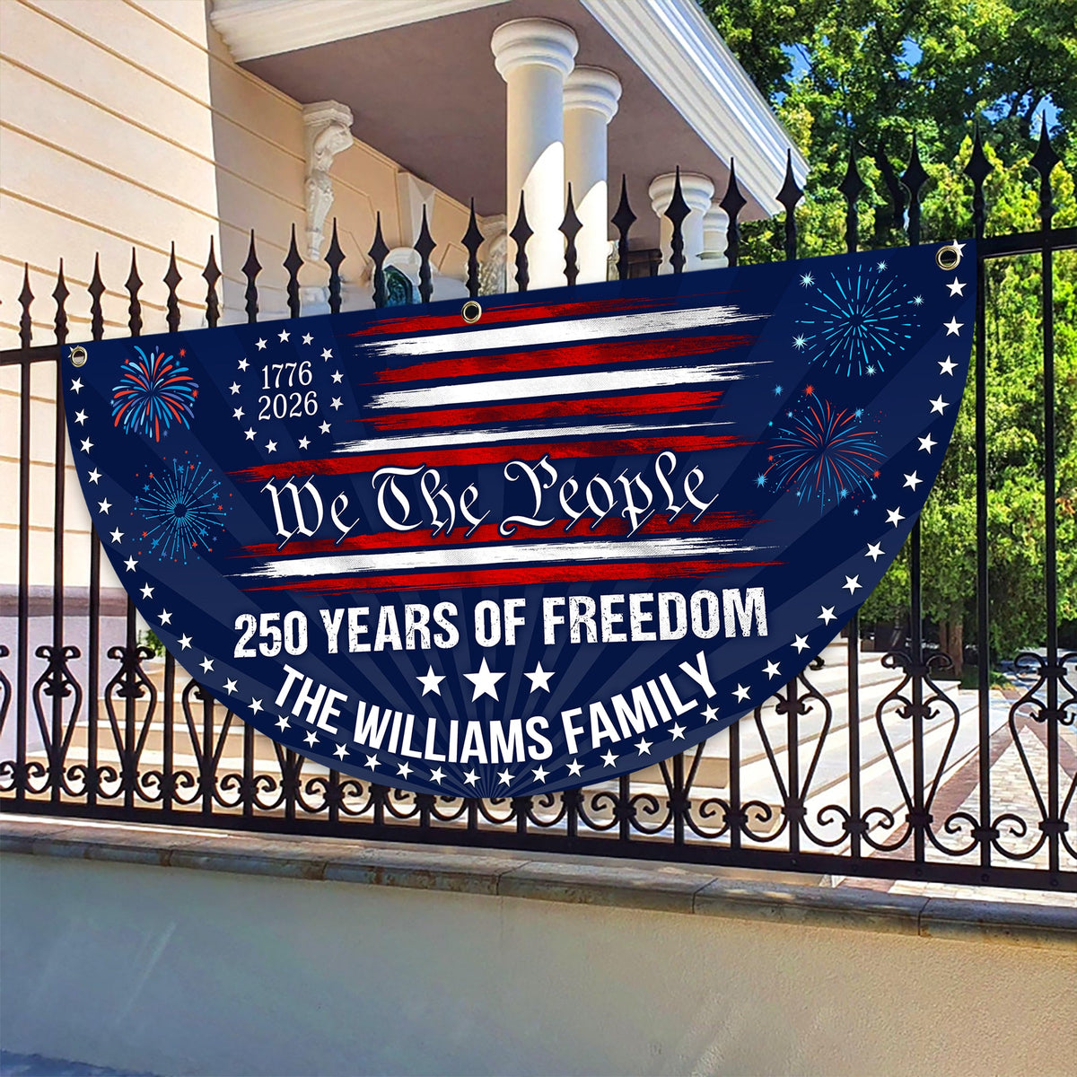 Custom Family Name 250 Years USA Patriotic Heritage 1776 2026 Non-pleated Fan Flag HO82 901316