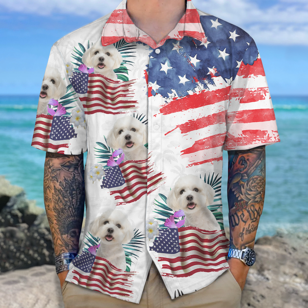 Custom Photo With America Flag For Dog Lover Hawaii Shirt TH10 63297