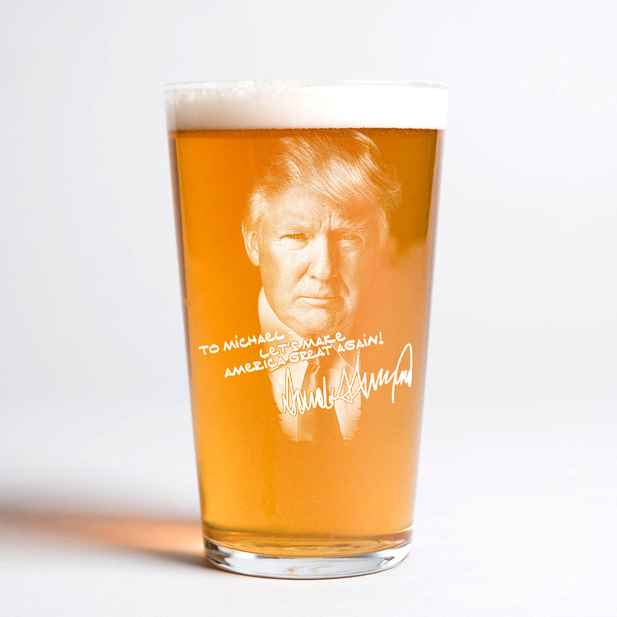Custom Name President Donald Trump Engraved Beer Glass N304 62542 HO82