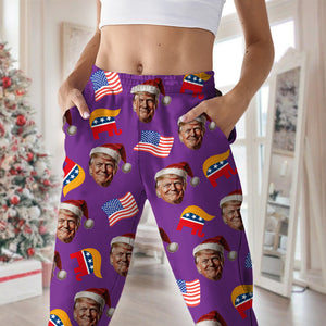 Custom Trump Face With US Flag Flannel Pajamas HA75 64054