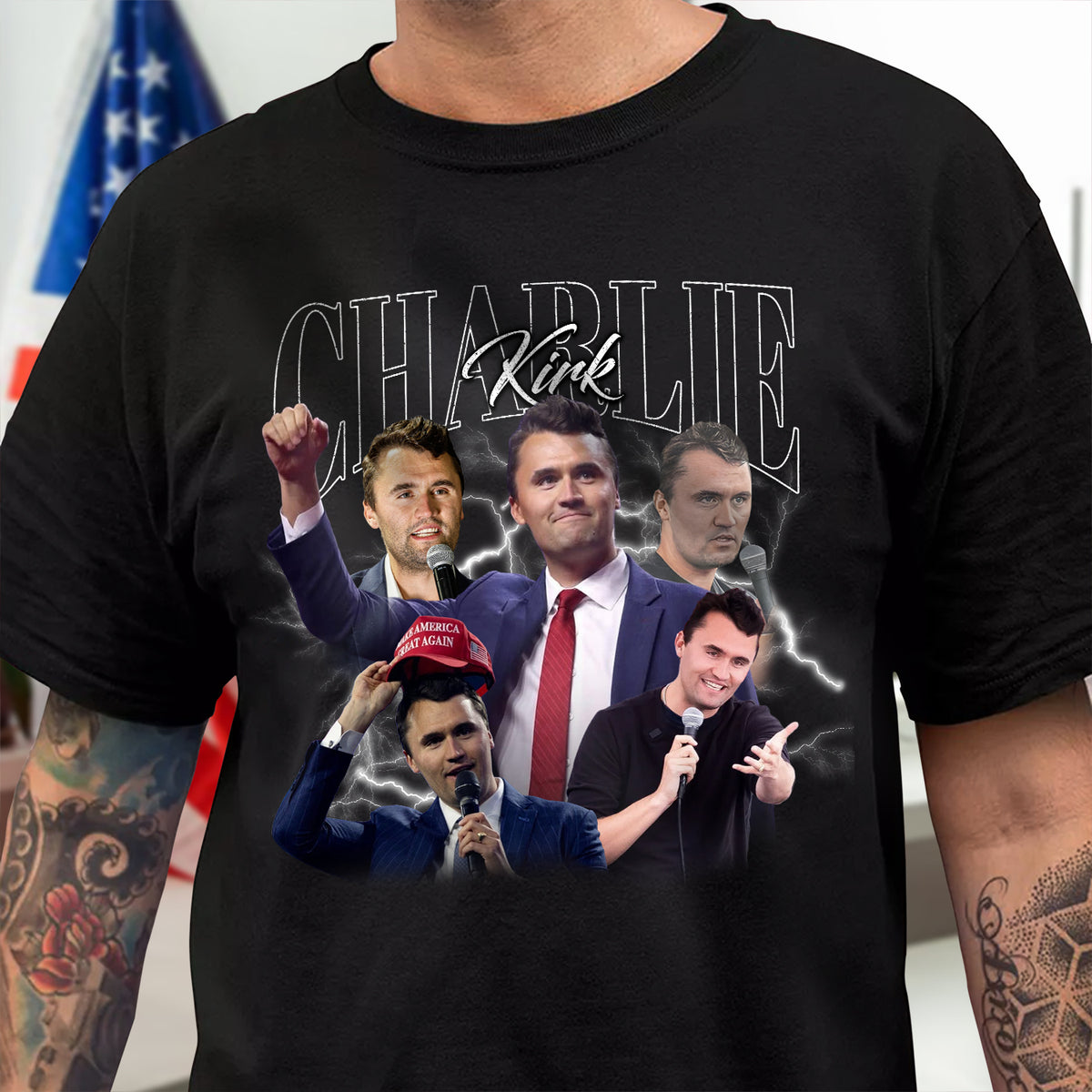 Patriotic Tribute to Charlie Kirk Vintage Dark Shirt LM32 65763