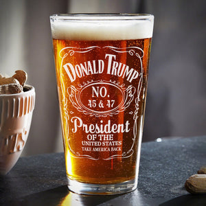 Donald J. Trump 45 & 47 President Of The United States Beer Glass HA75 67024