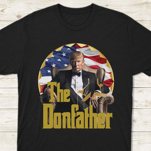 The Donfather Trump With US Flag Dark Shirt HO82 62890