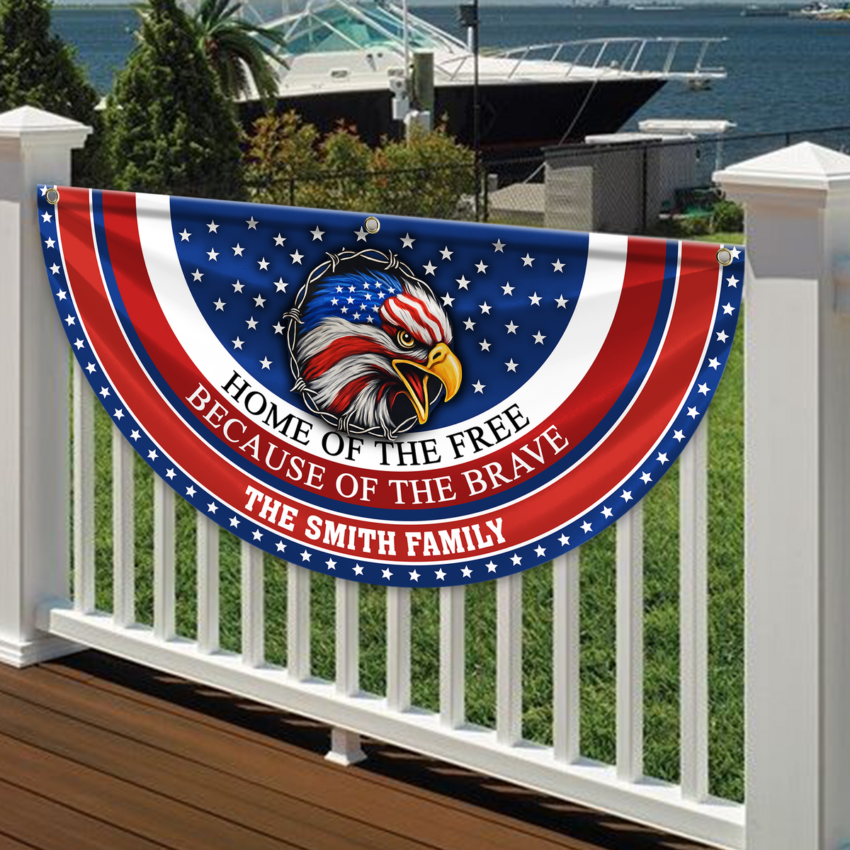 Custom Family Name Home Of The Free Because Of The Brave Non-Pleated Fan Flag CH07 910180