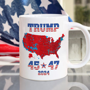 Trump 45 47 US Presidential Election 2024 Map White Mug N304 HA75 64134