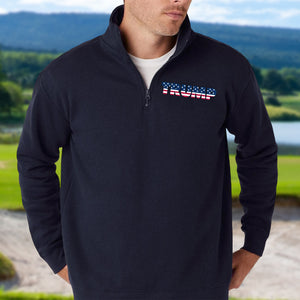 Trump Flag Text Printed Quarter Zip Sweater TH10 64619