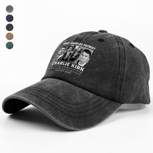 Prayers Up for Charlie Kirk Great America Patriot Washed Denim Baseball Cap HO82 65744