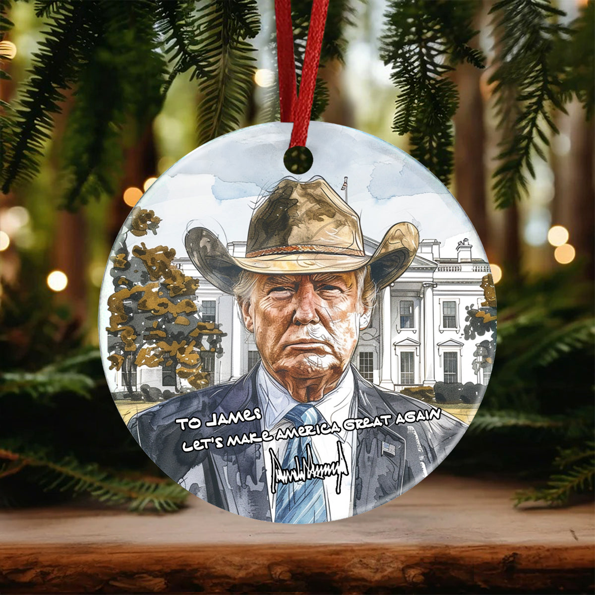 Custom Name Trump 2024 Let's Make America Great Again Ceramic Ornament HO82 63206