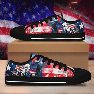 President Donald Trump With Flag US Canvas Shoes HA75 63276