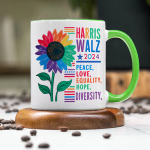 Harris Walz Peace Love 2024 Mug | Kamala Harris 2024 Accent Mug HA75 63582