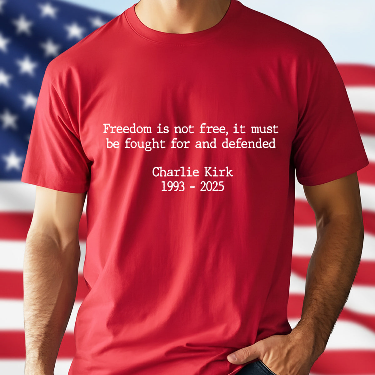 Pray For Charlie Kirk - Freedom Is Not Free Famous Quote Memorial Dark Shirt LM32 65433