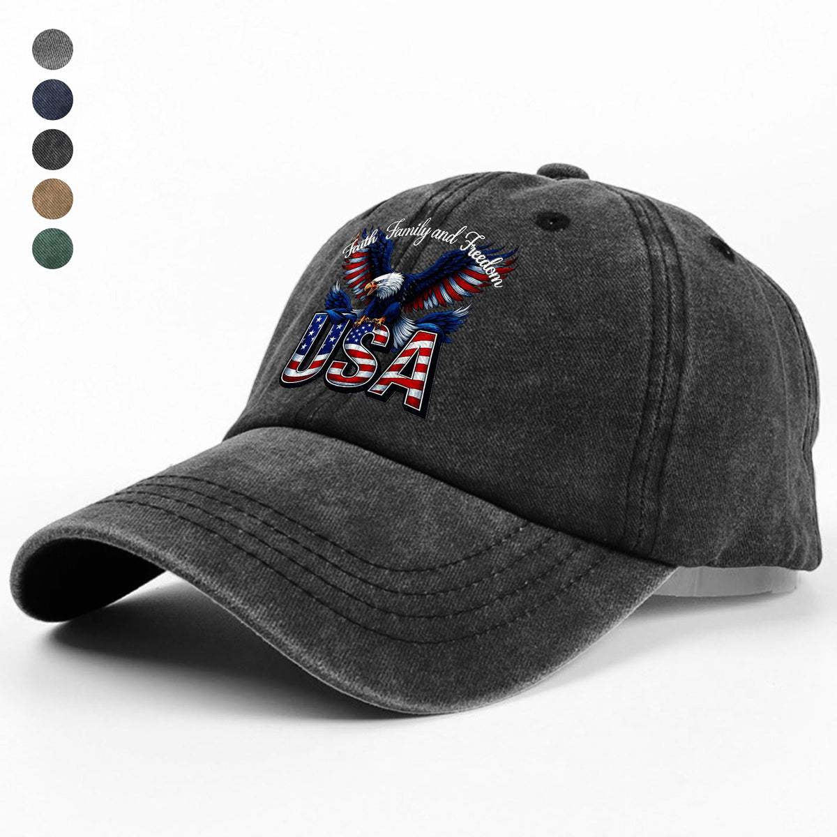 Faith, Family & Freedom America 250 Years Washed Denim Baseball Cap LM32 897353